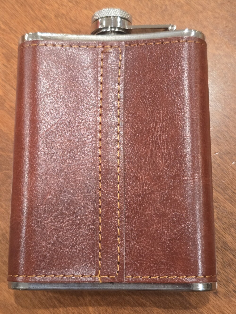 Jack Daniels Hip Flask Cognac Leather Over Stainless 8oz New - Picture 2 of 8